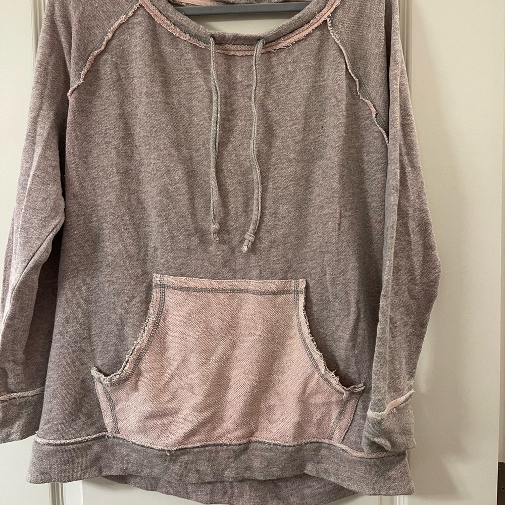 Free People Surplice Criss Cross Back Terry Pullover Sweatshirt